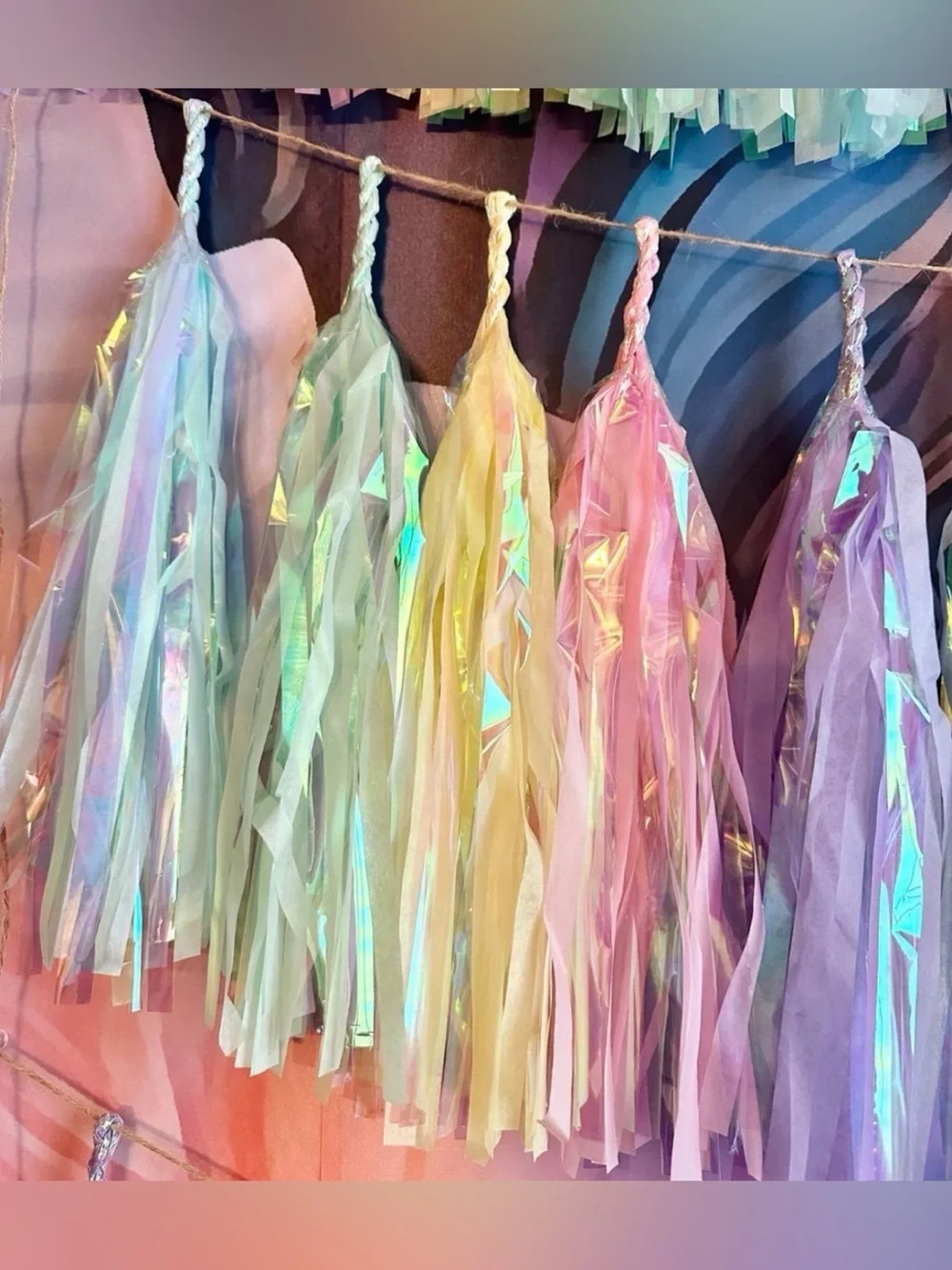 Pastel Rainbow Iridescent tissue garland